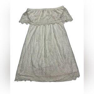 Express Cream Strapless Dress